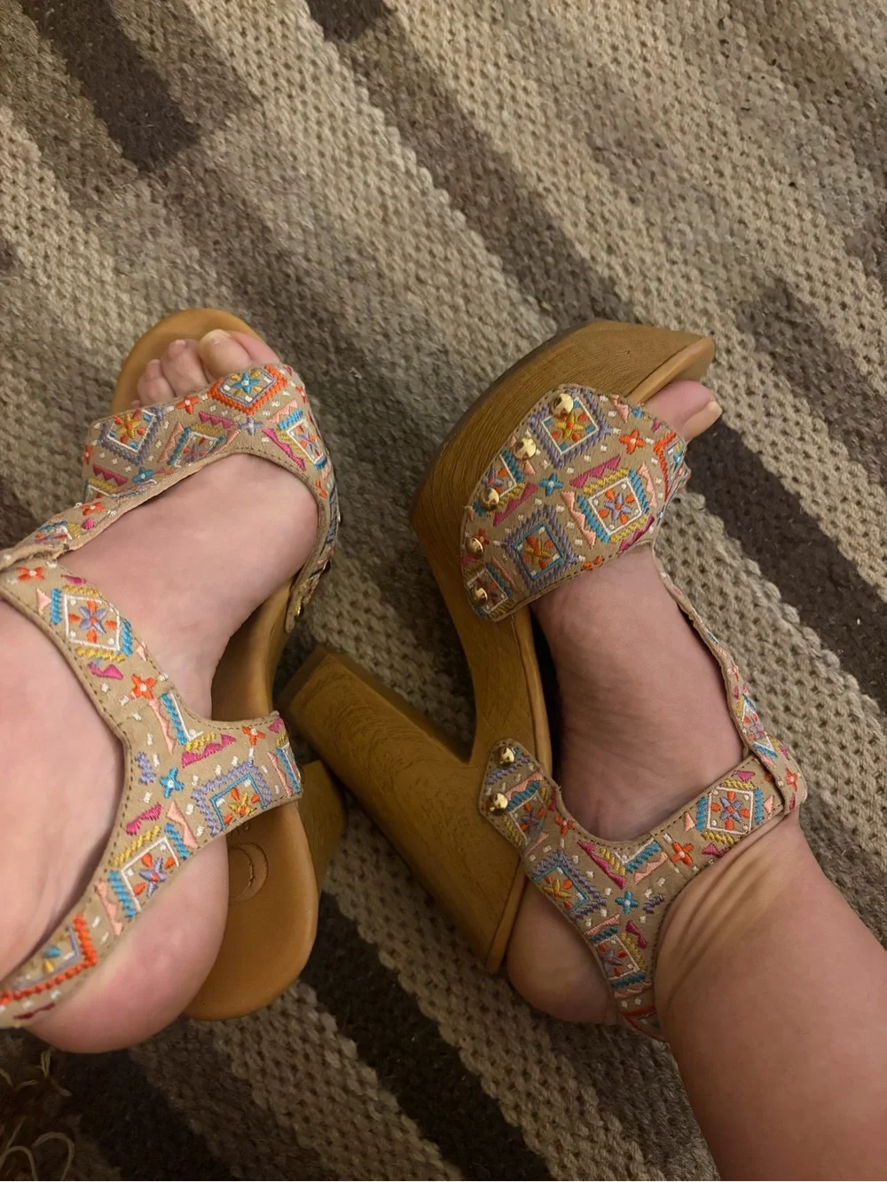 Gianni Bini Multicolor Embroidered Platform Sandals